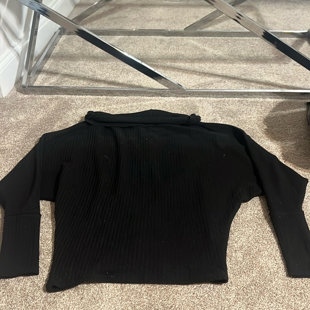 Long sleeve Full length black sweater.